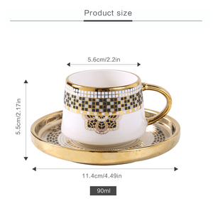 Set di Tazza e Piattino in <span class=keywords><strong>Porcellana</strong></span> Vintage Europea, Tazza <span class=keywords><strong>da</strong></span> Caffè in Ceramica Ecologica e Riutilizzabile - Product Image 3