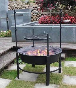 Garden Supplies Outdoor Wood Burning Cooking Fire Pit With Cooking Grill