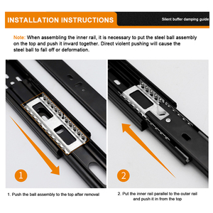 3 phần bên gắn thép đen thép không gỉ im lặng van điều tiết đệm nhà bếp trượt theo dõi bàn Ngăn kéo trượt đường sắt - Product Image 4