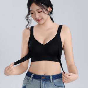 Soutien-gorge sans armatures push-up respirant et doux, style quotidien premium, double maintien, boucle croisée sur le devant, bonnets tricotés en forme de paume - Product Image 6