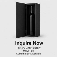 Boîte cadeau personnalisée noire pour bouteille de vin avec couvercle style livre et languette de tirage, vente en gros, directement de l'usine, pour la vente au détail et les cadeaux