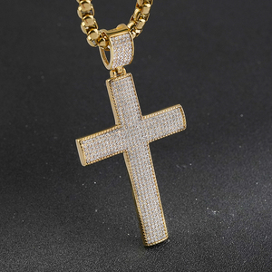 Collier Croix de Jésus Bling Bling Micro-Pavé CZ, Bijou Rap Simple et Tendance, Vente Chaude - Product Image 1