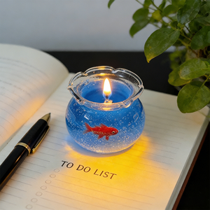 <span class=keywords><strong>Velas</strong></span> Aromáticas con Diseño de Pecera de Peces Dorados, Decoración de Micropaisaje para Escritorio, Regalo de Cumpleaños para Chicas, Set de Lujo en Caja - Product Image 2