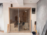 Sauna sec commercial pour salle de sport, capacité 8-12 personnes, avec poêle Harvia, centre de divertissement et de bien-être, éclairage LED chaud 2700K