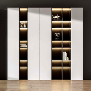 Libreria Moderna in <span class=keywords><strong>MDF</strong></span> a 6 Ripiani con Ante, Scaffale Alto ad Angolo per Soggiorno, Camera da Letto e Ufficio - Product Image 2