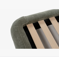 Lit plateforme moderne au design actuel, ensemble de chambre à coucher européen en bois blanc et beige, tailles Queen et King