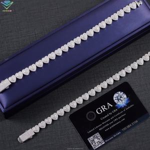 Pulsera Cubana de Diseño de Corazón con Moissanita GRA de Moda, 10 mm, Plata de Ley 925, Pulsera Hip Hop, Pulsera Cubana de Corazón con Moissanita VVS - Product Image 6