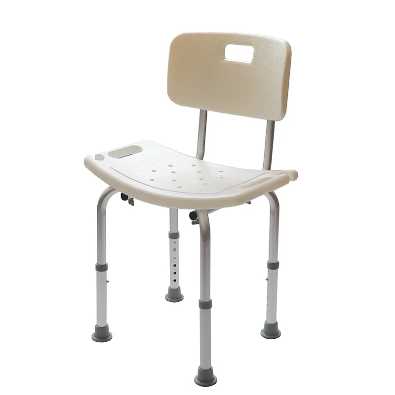 Custom LOGO bathroom chair for elder height adjustable shower stool with backrest Aluminium bathroom chair wholesale