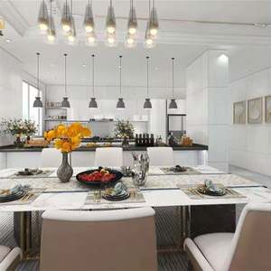 Flat Pack Metallic Pearl Acrylic Luxury Furniture High <b>Gloss</b> German Pvc <b>White</b> Acrylic Modern Complete Kitchen <b>Cabinets</b> and Set - Product Image 3