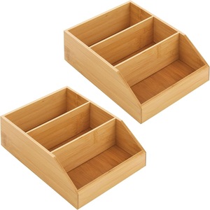 Wooden Desktop Storage <b>Box</b> With Compartments For Office Organizer Standing Type Rectangle Solid Color - Product Image 2