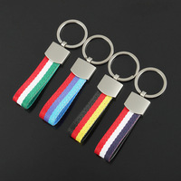 Porte-clés de voiture en sangle de nylon avec bandes de couleur drapeaux Allemagne Italie, anneau métallique, accessoire de modification automobile, support de clés, cadeau
