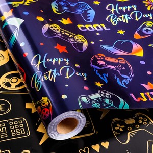 Original blue boy game controller birthday laser double-sided packaging <b>paper</b> - Product Image 6