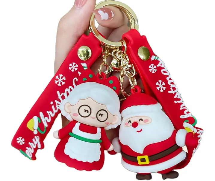 Llavero de Papá Noel de Goma Kawaii con Dibujos Animados, Colgante Creativo para Mochila, Accesorios para Niños