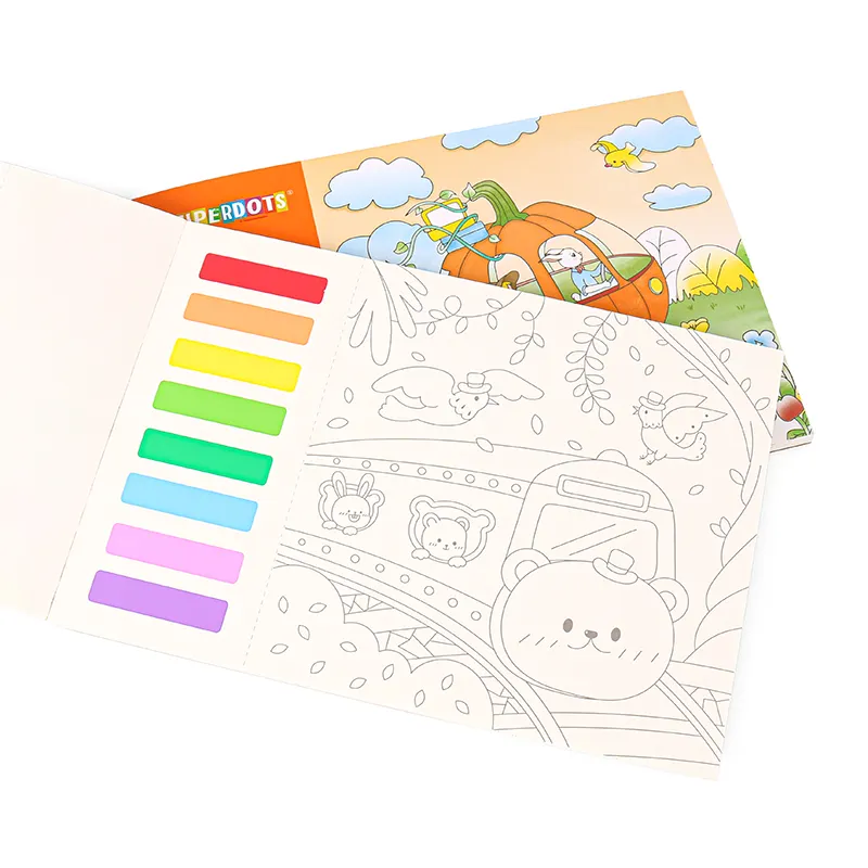 2024 Novo Bolso Desenho Infantil Crianças Aquarela Livro De Pintura Para Crianças Com Tintas De Colorir De Água Marcadores
