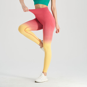 Pantalon de Fitness de couleur dégradée d'été pour femmes XL bout à bout serré <span class=keywords><strong>long</strong></span> <span class=keywords><strong>bas</strong></span> de <span class=keywords><strong>sport</strong></span> pour la course à pied Yoga vêtements de Yoga solides - Product Image 2