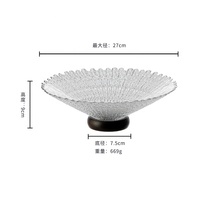 Grand saladier et bol à fruits en verre rond en forme d'entonnoir avec base en bois, assiette à dessert, bonbons, gâteaux, collations pour la maison, décoration de mariage