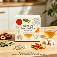 Mélange de tisanes aux herbes contenant de la baie d'aubépine, des feuilles de lotus, des graines de coix et du Poria Cocos, qualité alimentaire, vente en gros, soutien digestif