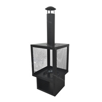 Brasero de jardin en acier noir, poêle extérieur à bois pour patio, cheminée