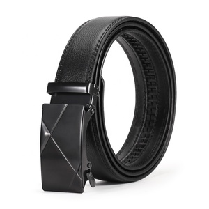 Customized LOGO Men's PU Leather Auto Lock Iron Buckle PVC Synthetic <strong>Soft</strong> Black 3.5cm Width Pants Dress Belt <strong>Jeans</strong> LXS-IAP008 - Product Image 5