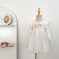 Robes de printemps mignonnes en coton pour bébé fille de 1 an, vêtements blancs pour bébé fille, boutique de vêtements pour filles, robe imprimée de dessins animés
