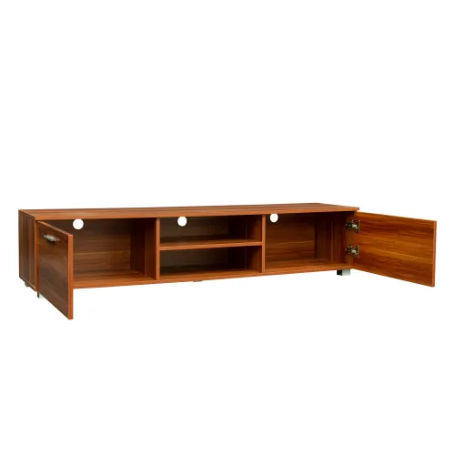 Walnut TV Stand for 70 Inch TV Stands, Television Table, 2 Storage Cabinet with Open Shelves for Living Room Bedroom