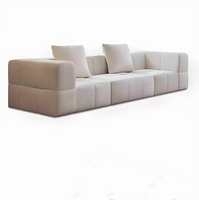 Modernes Kompressions-Sofa im Tofu-Block-Stil, Vollschwamm, Rollverpackung, Baumwoll-Leinen-Stoffkombination für Wohnzimmer und Apartment