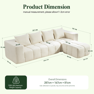 Precio de Fábrica, Sofá Seccional Convertible Meroow MS2 con 4 Cojines, Sofá Tofu Envasado al Vacío, Envío Rápido en el Reino Unido - Product Image 3