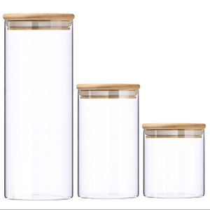 Bocaux et Bouteilles de Rangement d'Usine Conteneur Alimentaire en Verre Borosilicate Transparent Avec Couvercle Hermétique en Bambou - Product Image 6