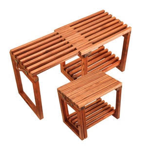 Tabouret de douche rectangulaire en bois d'acacia, antidérapant, imperméable, avec étagère de rangement pour salle de bain - Product Image 1