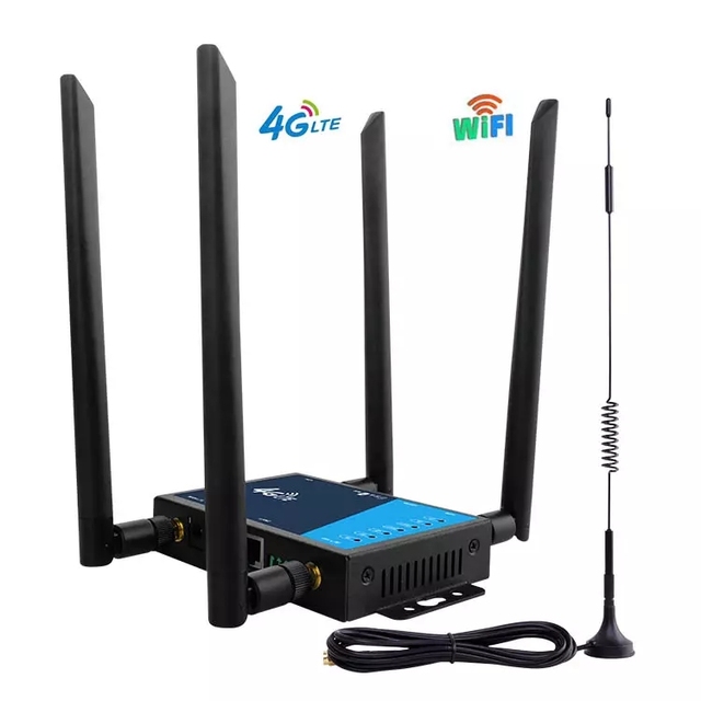 Industrial IoT Devices 4G LTE Modem with SIM Card Slot Four External Antennas Metal Casing 4G Wireless Router