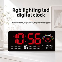Jam Dinding Digital Elektronik Layar Besar LED 15-inci dengan Lampu Latar RGB, Tampilan Mingguan, Pengukuran Kelembapan, dan Kontrol Jarak Jauh