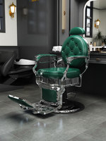 Fauteuil de Barbier Haut de Gamme Vintage en Alliage d'Aluminium Effet Huile, Siège en Cuir, Pompe Hydraulique, pour Hommes, Usage Commercial en Salon, Inclinable