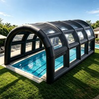 Stand d'exposition gonflable de 10 à 12 pieds en tissu Oxford avec fenêtres transparentes pour la promotion de la marque, les salons professionnels et les événements