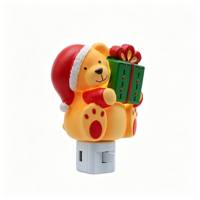 Lampe de chevet Ourson en peluche, boîte cadeau de Noël, prise murale ABS, décoration de chambre, lumière LED d'ambiance chaude pour les fêtes américaines