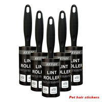 Rouleaux anti-peluches portables en plastique de 60 feuilles pour l'élimination des poils d'animaux (chats, chiens), brosse manuelle pour meubles, canapé, lit, tapis, vêtements