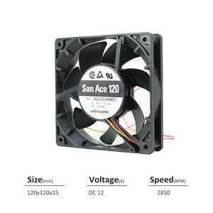 พัดลมระบายความร้อนแบบแกน SANYO DENKI San Ace 9G1212H401 ขนาด 120*120*25 มม. 12V DC 3.72W 0.31A 88CFM 2850rpm สำหรับเซิร์ฟเวอร์และอุปกรณ์โทรคมนาคม - Product Image 2