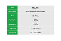Jeu de tournevis à tête de fusée RELIFE RL-717A, conception entièrement nouvelle, spécialement conçu pour IP17, pour la réparation de téléphones portables et d'instruments de précision