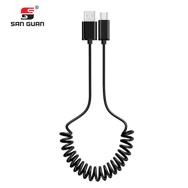 Flexible PVC USB C Cable 1M 2M Spring Cable Fast Charging Cable with 480Mbps Data Sync