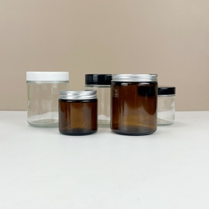 <b>Empty</b> Skin Care Cream Glass <b>Jar</b> 30g 50g 100g 150g 200g Factory Manufacturer Amber Scented Candle Glass <b>Jar</b> with Silver Lid - Product Image 3