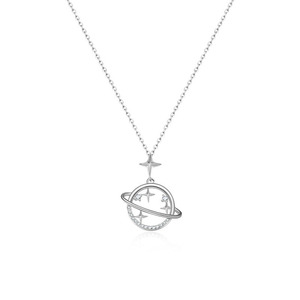 Sparkling Planet Necklace With Star Pendant Geometric Design For Women Clavicle Chain Gift Jewelry - Product Image 4