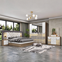 Nouvelle collection 2026 : Ensemble de mobilier de chambre de luxe super king size 5 pièces avec tête de lit miroir africain