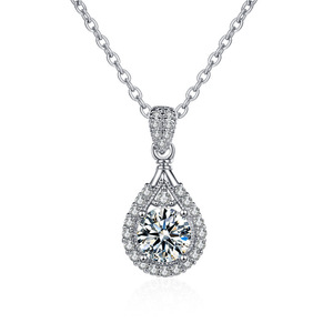 Waterdruppel Moissanite hanger ketting S925 sterling zilver peer geslepen D kleur gecertificeerde luxe choker voor vrouwen jubileum - Product Image 5