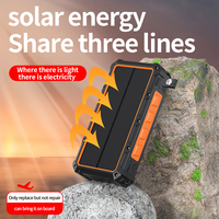 LOGO personalizado 20000mAh Cargador solar rápido Banco de energía Manivela DE EMERGENCIA Linterna LED Cables incorporados Batería de polímero de litio