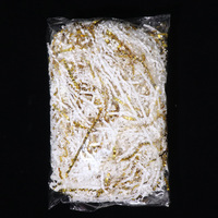 Déchets de raphia multicolores or et noir - Papier de remplissage froissé recyclable pour emballage, garniture de boîte cadeau, brins de herbe déchiquetés
