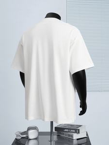 เสื้อยืดแขนสั้นผ้าคอตตอนคอมบ์ทรงหลวมของผู้ชายเสื้อยืดสีพื้นสไตล์ลำลองพร้อมเสื้อยืดปรับแต่งได้ - Product Image 2