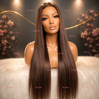 Perruques frontales en dentelle HD 13x4, couleur marron ombré, 200% personnalisées, avec baby hair pré-épilés, sans colle, en cheveux humains Super Double Drawn