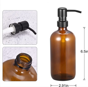 <strong>Brown</strong> Hand Sanitizer Bottle with Stainless Steel Pump Head <strong>Glass</strong> Bottle Foaming <strong>Soap</strong> <strong>Dispenser</strong> - Product Image 2