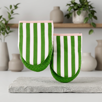 Kate Spade New York Set di 2 Guanti da Forno Mini in Cotone a Righe Botaniche 5.5 X 8 Verde/Rosa