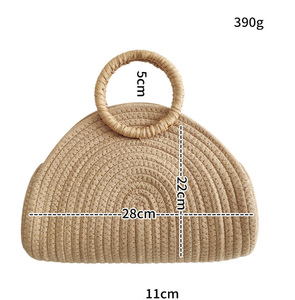 Nouvel arrivage de sacs fourre-tout tressés en <span class=keywords><strong>corde</strong></span> de coton <span class=keywords><strong>sac</strong></span> à bandoulière en forme de coquille de grande capacité sacs à <span class=keywords><strong>main</strong></span> de vacances faits à la <span class=keywords><strong>main</strong></span> avec poignée ronde - Product Image 5