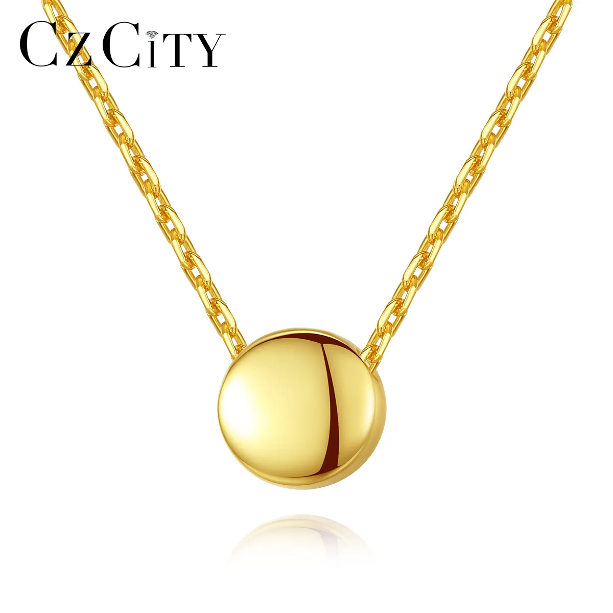 CZCITY de alta calidad 18K chapado en oro colgante collares de plata de ley 925 joyería de las mujeres